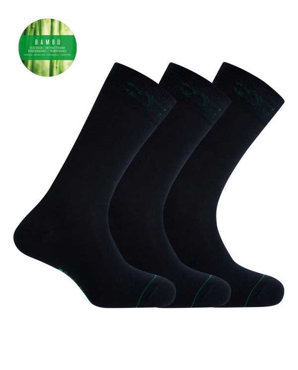 Pack de 3 calcetines de bambú lisos - Deodorant Color Marino - 1