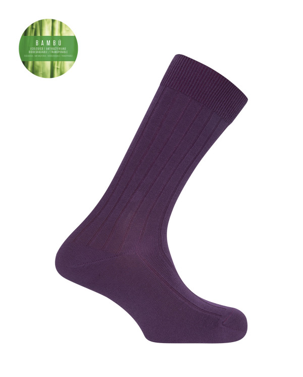 Chaussettes côtelées en bambou Couleur Violet - 1