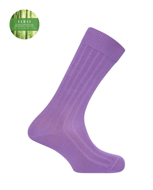 Chaussettes côtelées en bambou Couleur Lilas - 1