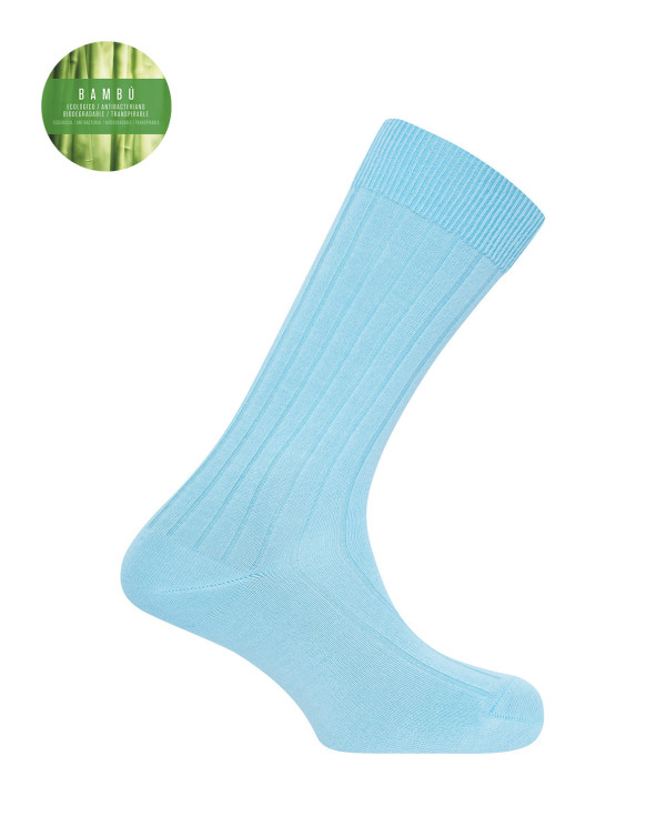 Chaussettes côtelées en bambou Couleur Bleu - 1