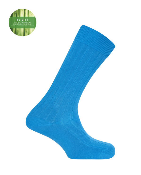 Chaussettes côtelées en bambou Couleur Bleu - 1