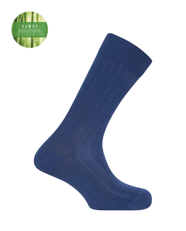 Chaussettes côtelées en bambou Couleur Bleu - 1