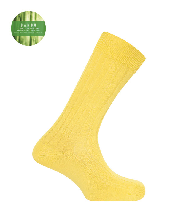 Chaussettes côtelées en bambou Couleur Jaune - 1