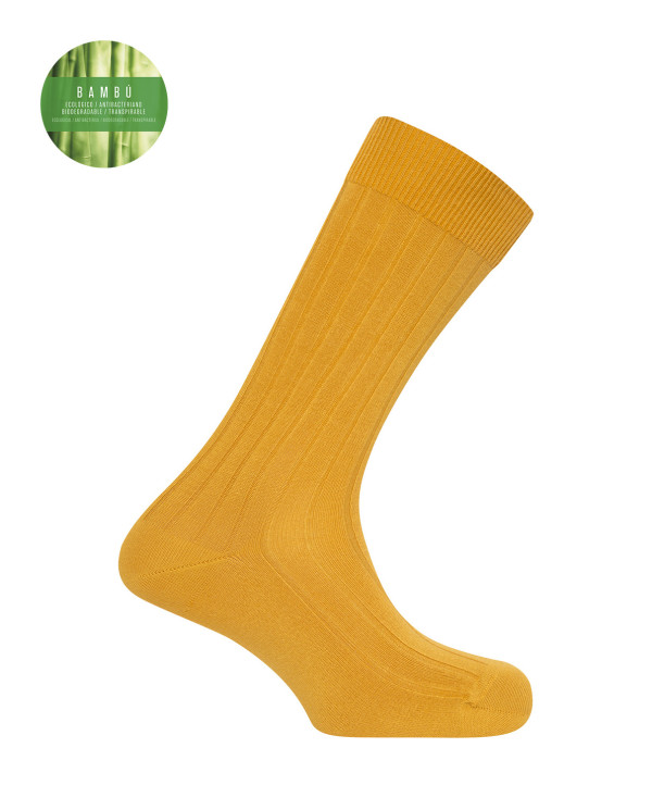 Chaussettes côtelées en bambou Couleur Jaunet - 1