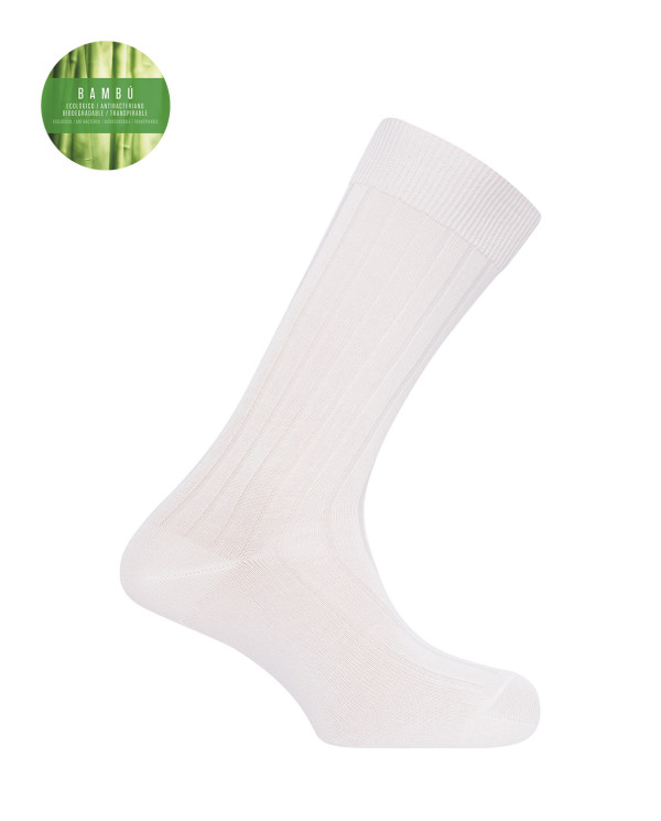 Chaussettes côtelées en bambou Couleur Écru - 1