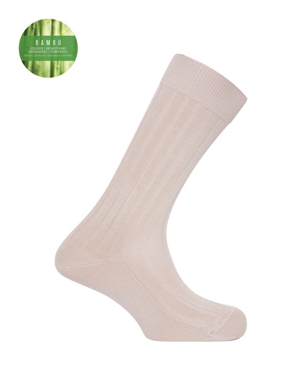 Calcetines de bambú de canalé Color Beige - 1