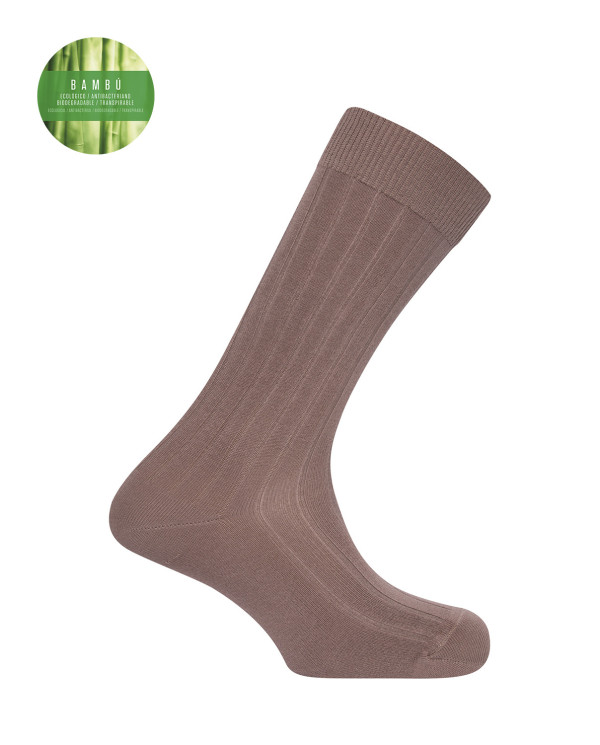 Chaussettes côtelées en bambou Couleur Marron - 1