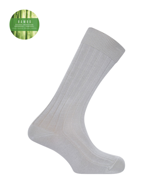 Chaussettes côtelées en bambou Couleur Gris - 1