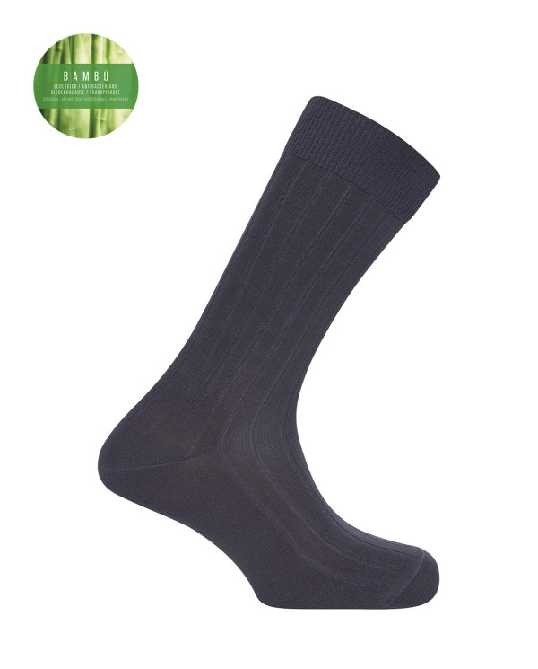 Chaussettes côtelées en bambou Couleur Gris fonce - 1