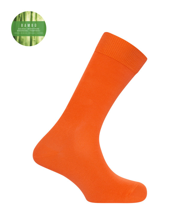 Chaussettes unies en bambou - revers anti-pression Couleur Orange - 1