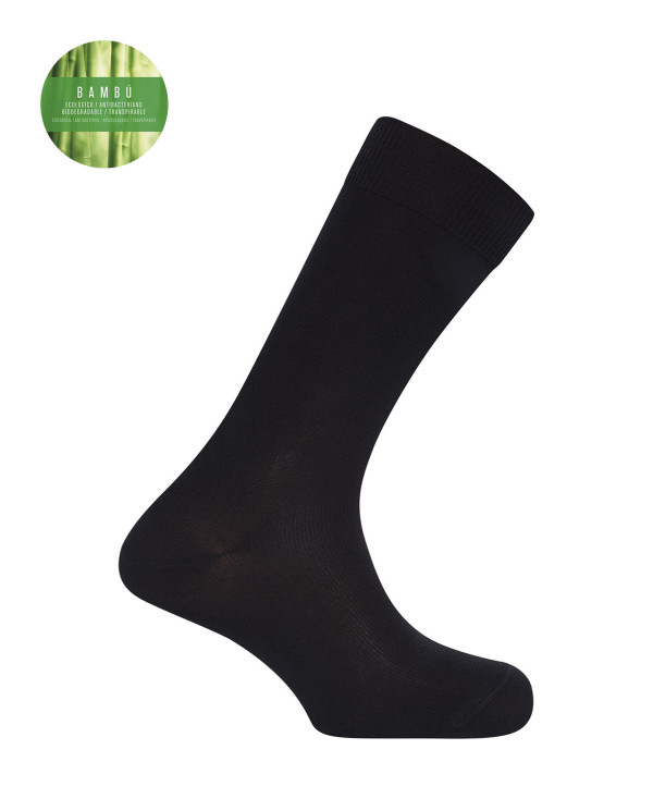 Plain bamboo socks - anti-pressure cuff Color Black - 1