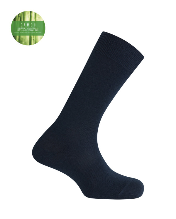 Plain bamboo socks - anti-pressure cuff Color Navy marine - 1