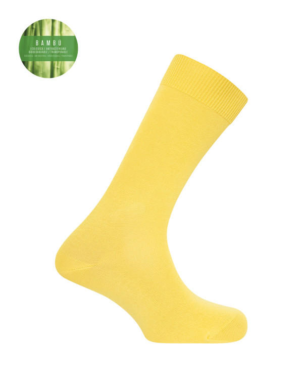 Plain bamboo socks - anti-pressure cuff Color Yellow - 1