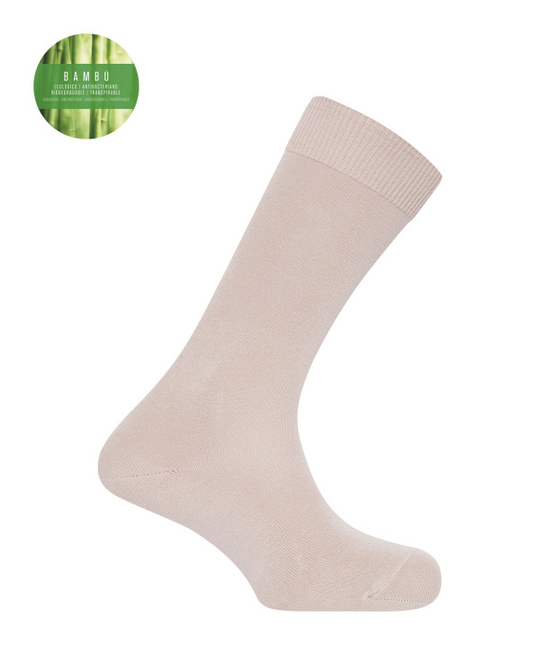 Calcetines de bambú lisos - puño antipresión Color Beige - 1