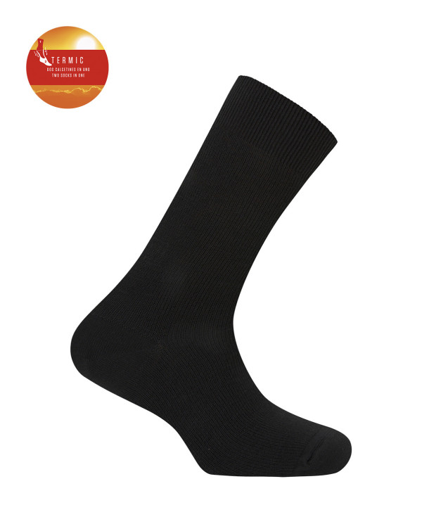 Calcetines de orlón lisos - Termic Color Negro - 1