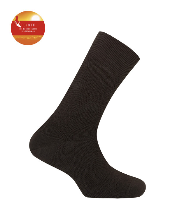 Chaussettes ourlet uni - Thermique Couleur Marron - 1