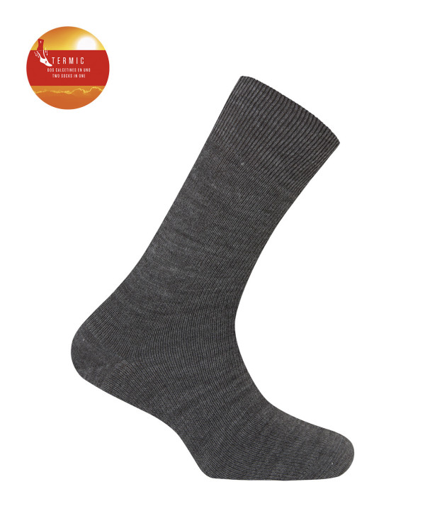 Calcetines de orlón lisos - Termic Color Gris - 1