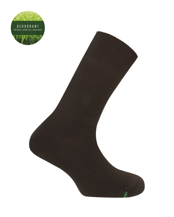 Ribbed Hem Socks - Deodorant Color Brown - 1