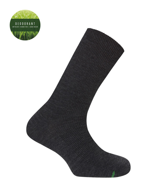 Ribbed Hem Socks - Deodorant Color Grey - 1