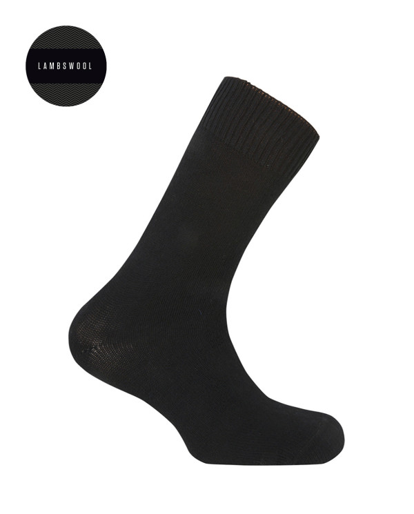 Chaussettes en laine d'agneau lisse Couleur Noir - 1