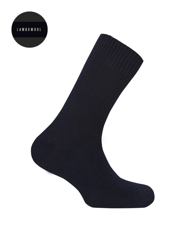 Chaussettes en laine d'agneau lisse Couleur Bleu marine - 1