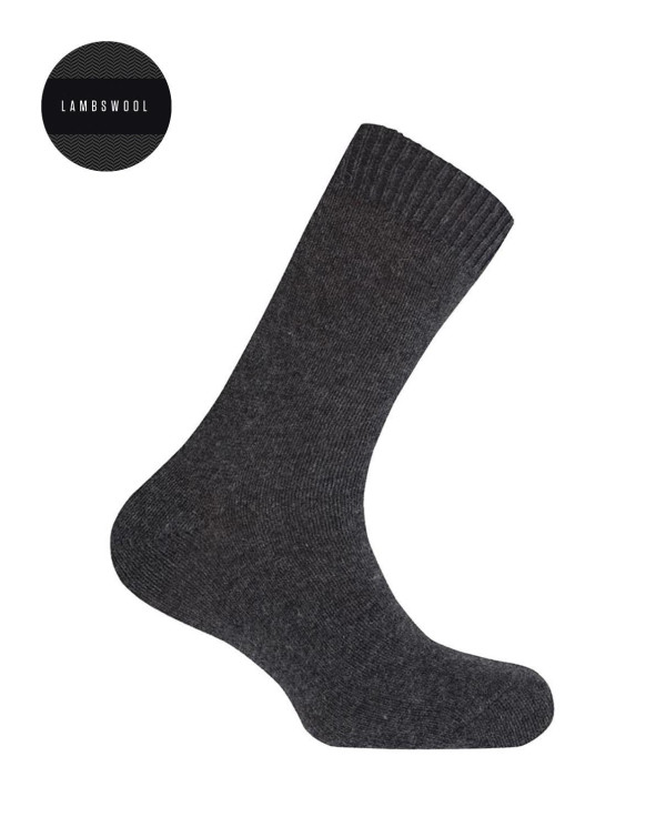 Chaussettes en laine d'agneau lisse Couleur Gris - 1