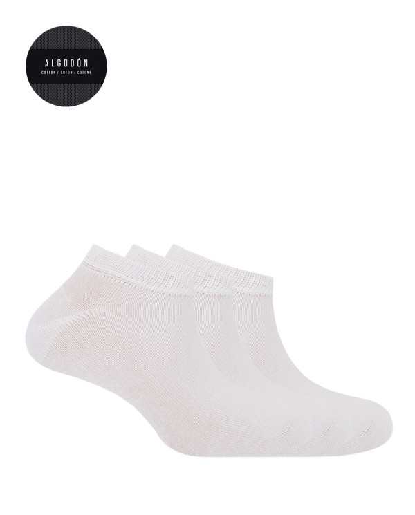 Lot de 3 chaussettes unies en coton - Basix Couleur Blanc - 1