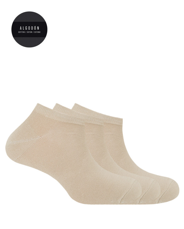 Lot de 3 chaussettes unies en coton - Basix Couleur Beige - 1