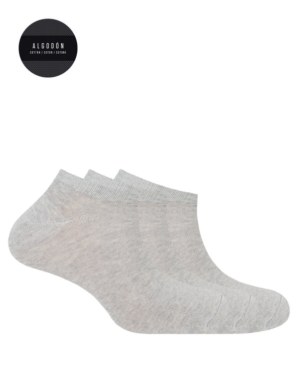 Lot de 3 chaussettes unies en coton - Basix Couleur Gris clair - 1