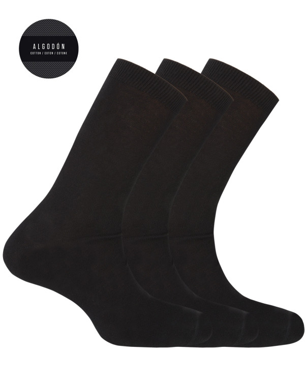 Lot de 3 chaussettes unies en coton - Basix Couleur Noir - 1