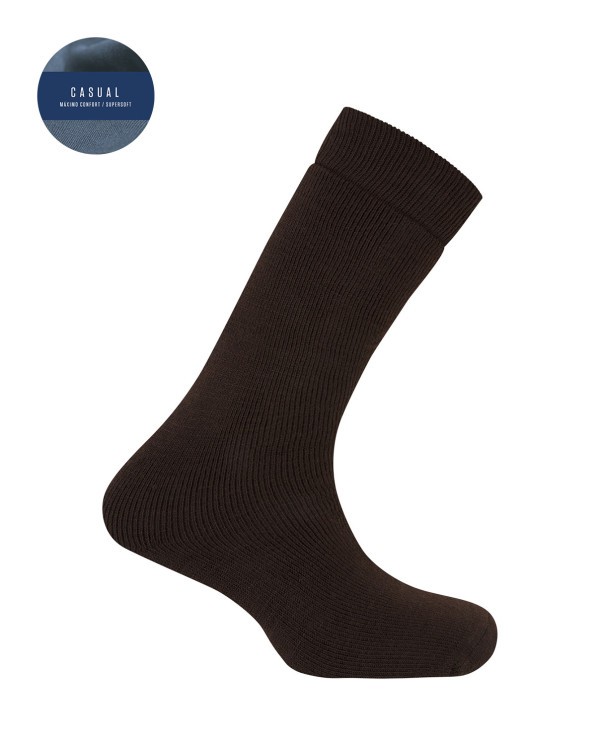 Chaussettes ourlet uni Couleur Marron - 1