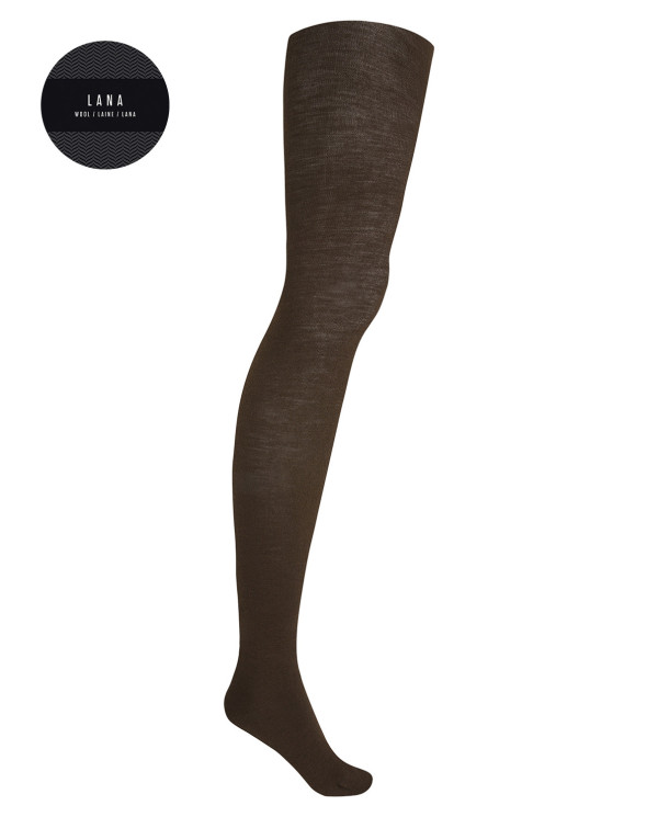 Plain Merino wool tights Color Brown - 1