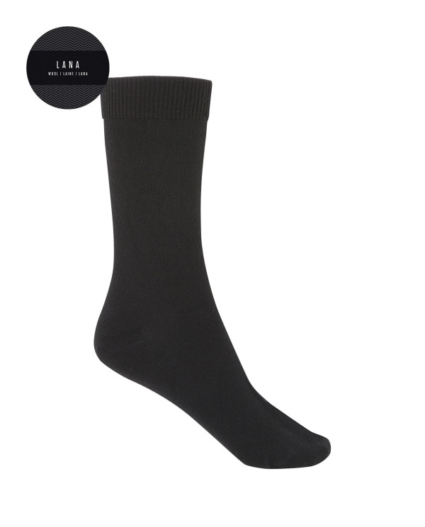 Plain mercerized wool socks Color Black - 1