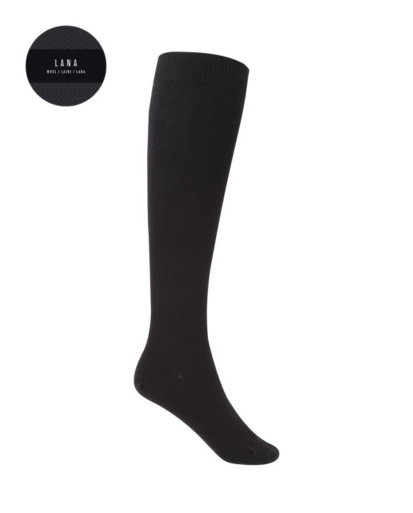 Plain mercerized wool socks Color Black - 1