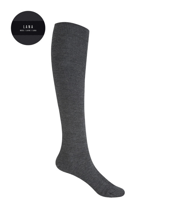 Plain mercerized wool socks Color Grey - 1