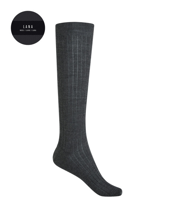 100% ribbed wool socks Color Grey - 1