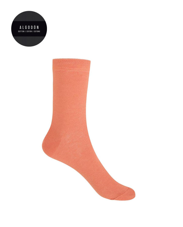 Chaussettes unies en coton Couleur Orange - 1