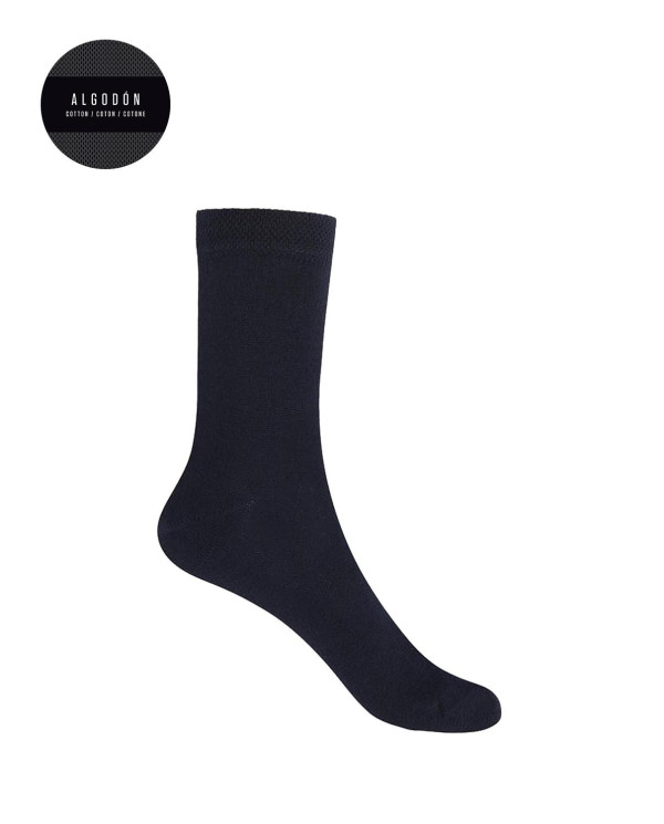 Chaussettes unies en coton Couleur Bleu marine - 1