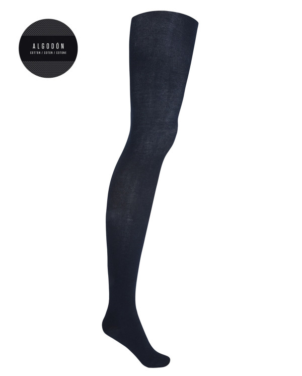 Plain cotton tights Color Navy - 1