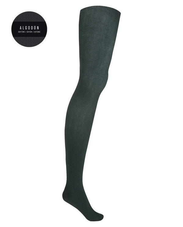 Plain cotton tights Color Green - 1