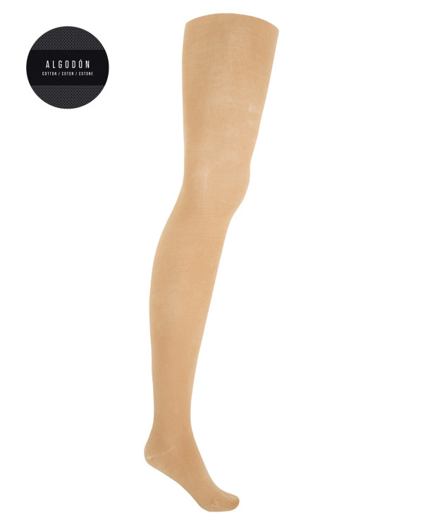 Plain cotton tights Color Beige - 1