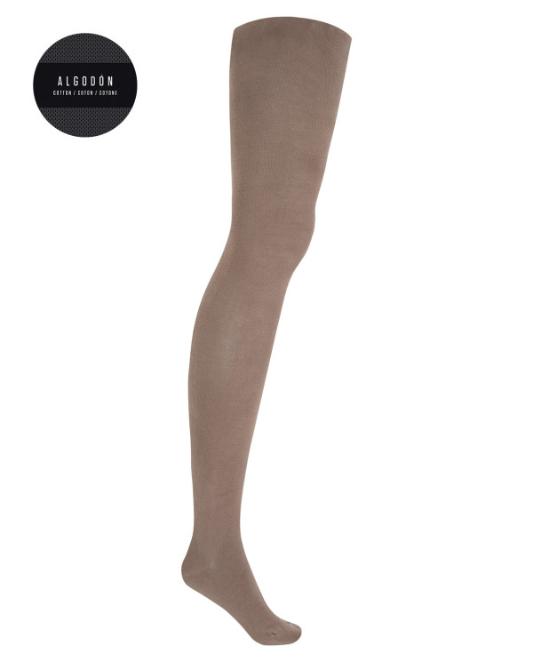 Plain cotton tights Color Brown - 1