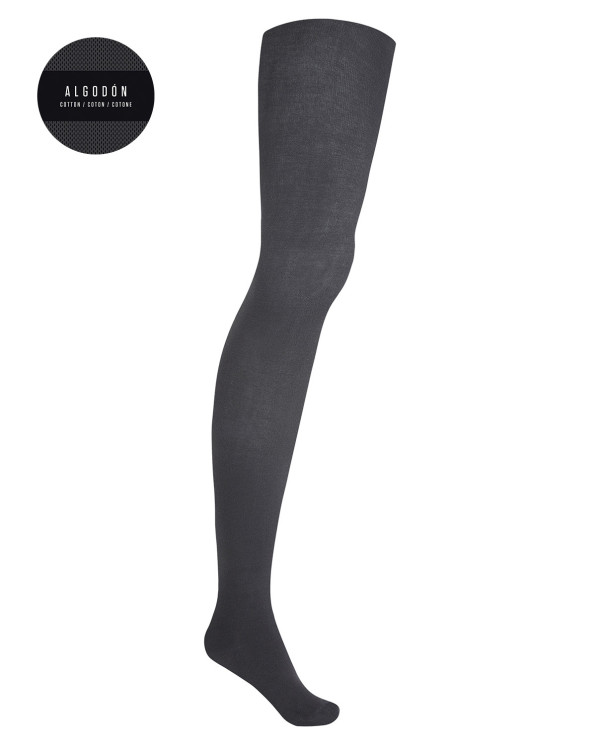 Plain cotton tights Color Grey - 1