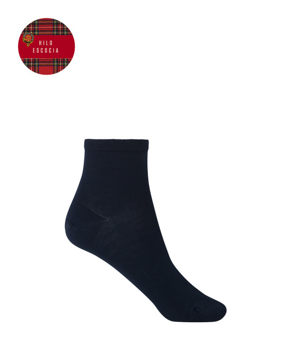 Chaussettes unies en fil d'Ecosse Couleur Bleu marine - 1