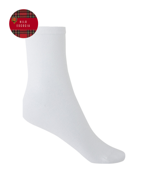 Chaussettes unies en fil d'Ecosse Couleur Blanc - 1