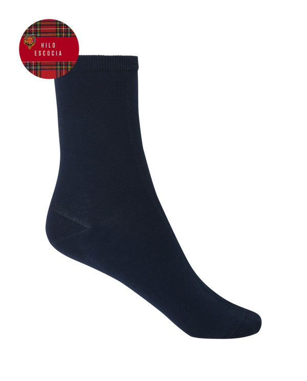 Chaussettes unies en fil d'Ecosse Couleur Bleu marine - 1