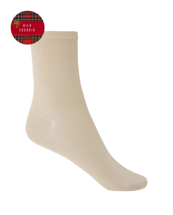 Calcetines de Hilo de Escocia lisos Color Beige - 1