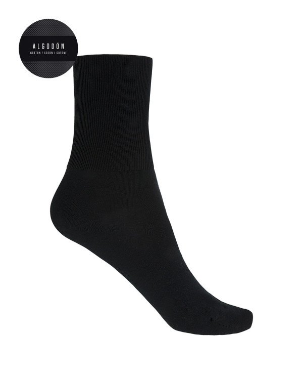 Ribbed mercerized cotton socks Color Black - 1