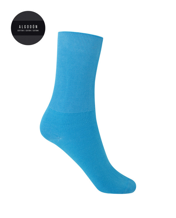 Chaussettes côtelées en coton mercerisé Couleur Bleu marine - 1