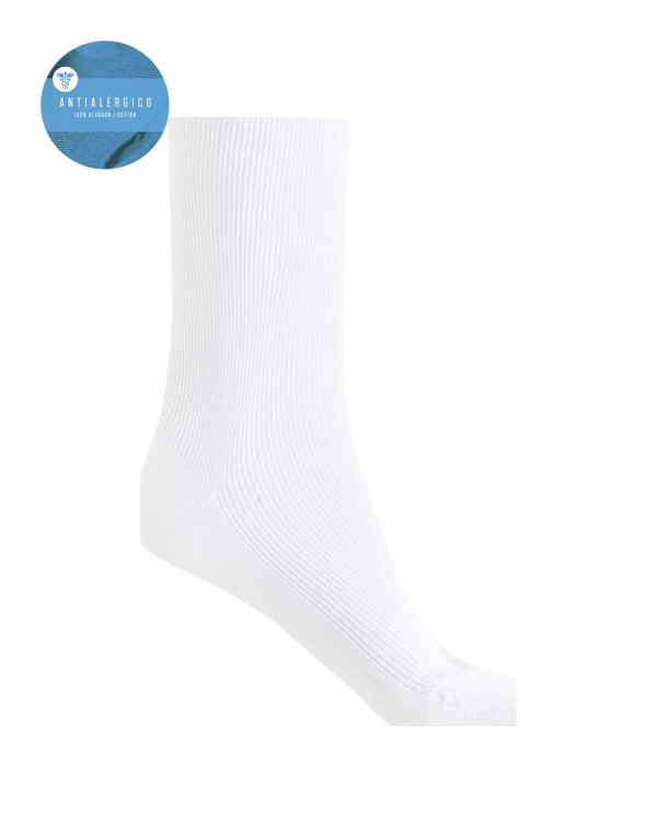 Ribbed Mercerized Cotton Socks - Antialérgico Color White - 1